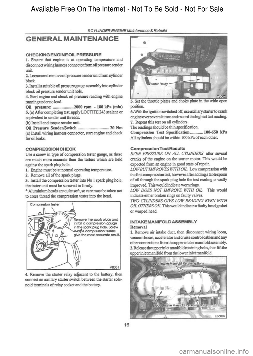 FORD FALCON 1998  Workshop Manual  Available Free On The Internet - Not To Be Sold - Not For Sale    