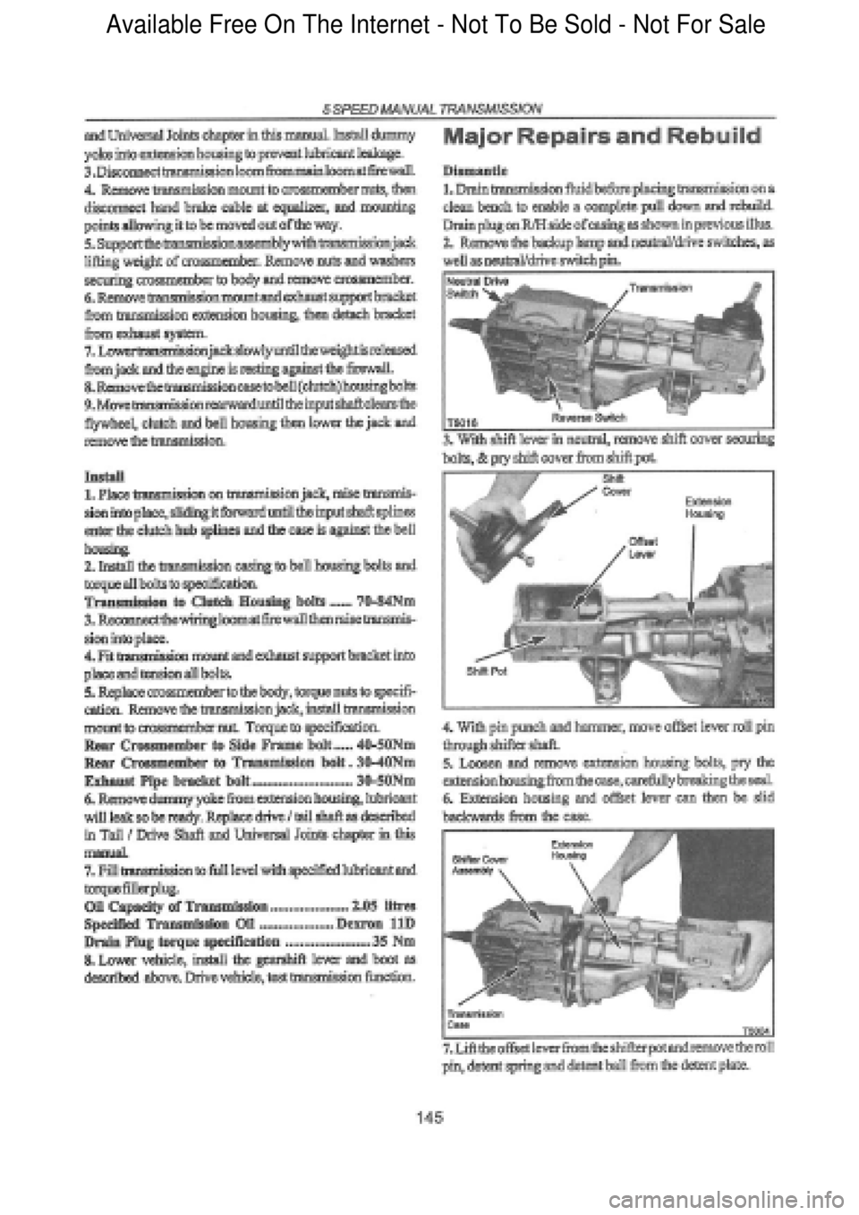 FORD FALCON 1998  Workshop Manual  Available Free On The Internet - Not To Be Sold - Not For Sale    