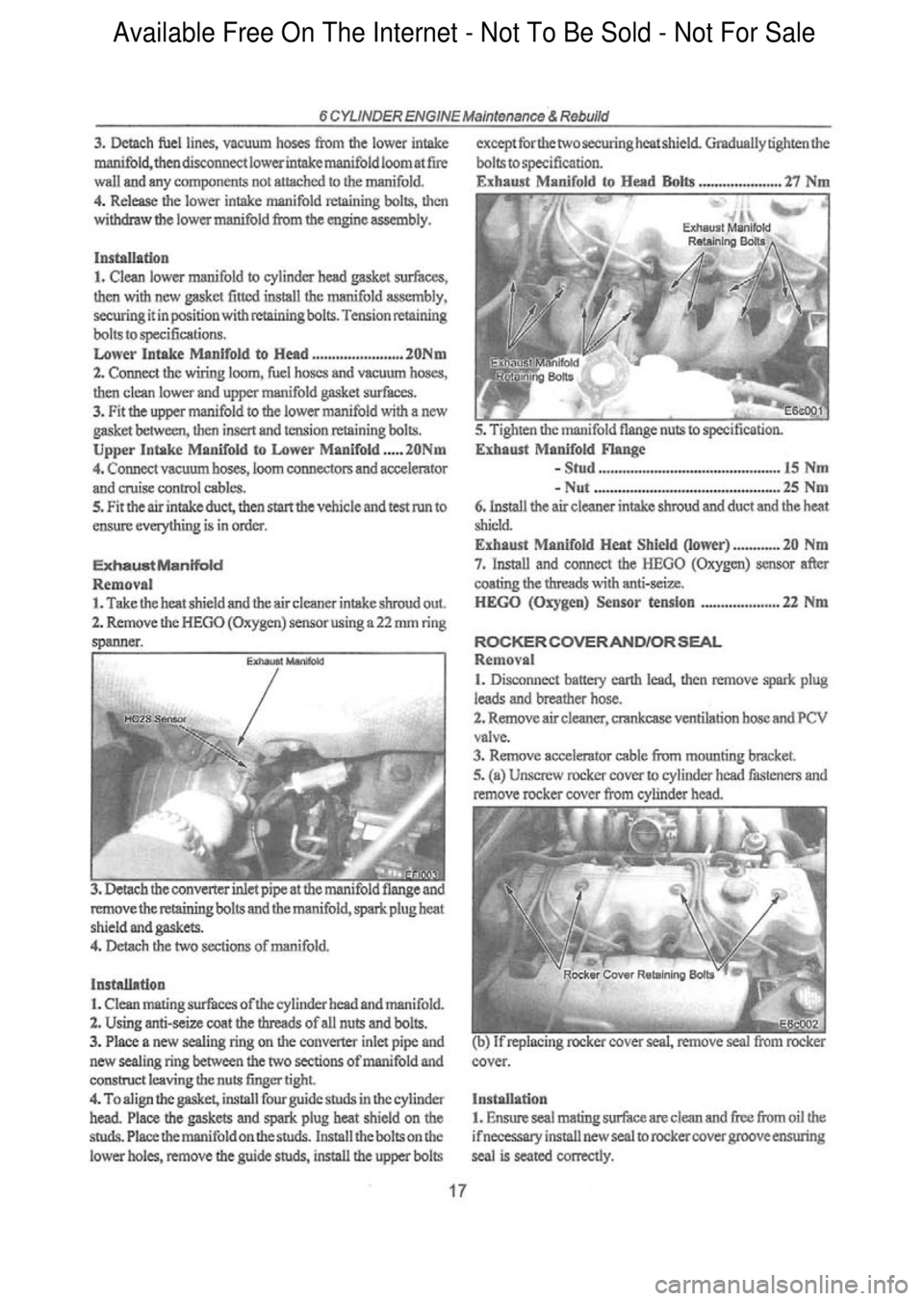 FORD FALCON 1998  Workshop Manual  Available Free On The Internet - Not To Be Sold - Not For Sale    