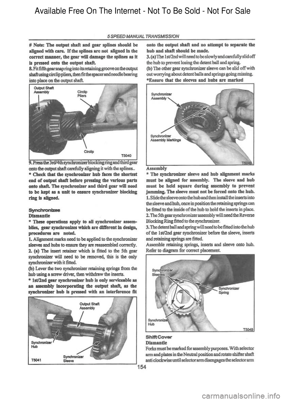 FORD FALCON 1998  Workshop Manual  Available Free On The Internet - Not To Be Sold - Not For Sale    