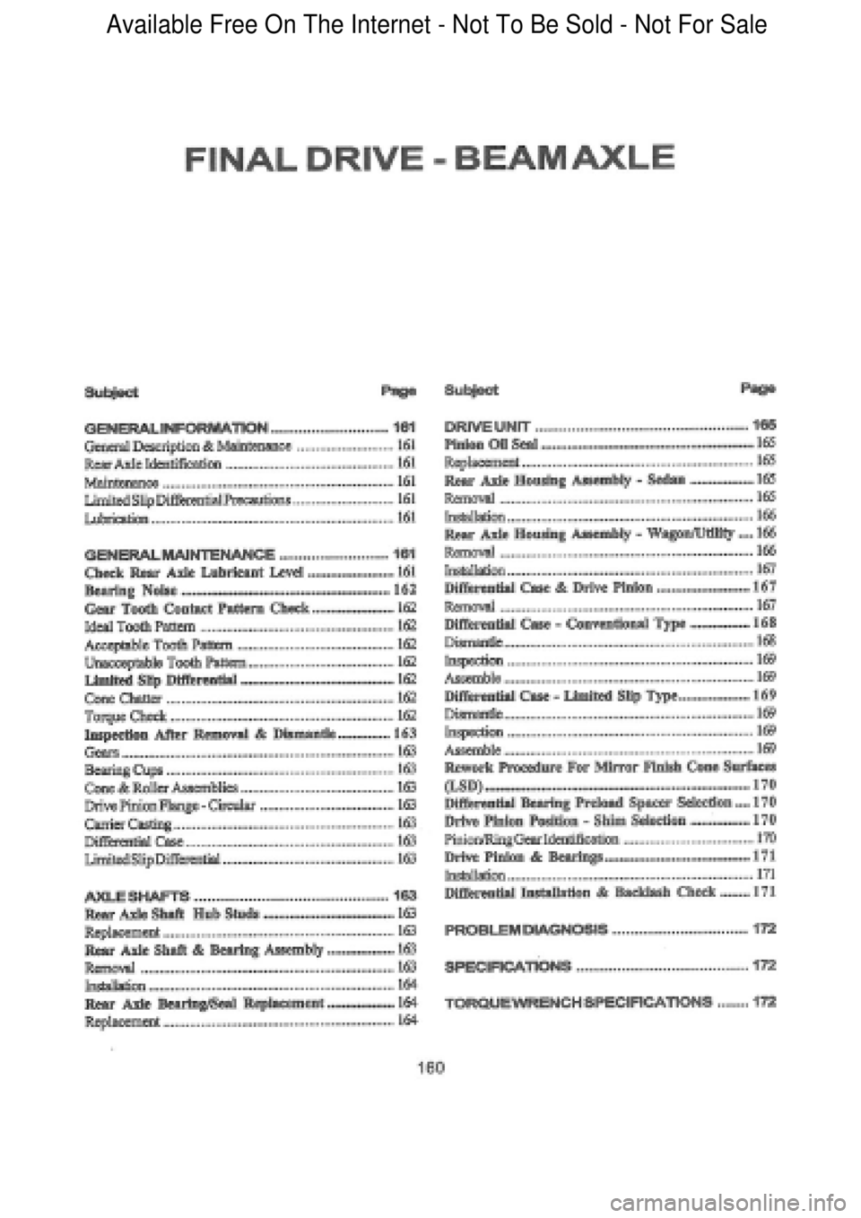 FORD FALCON 1998  Workshop Manual  Available Free On The Internet - Not To Be Sold - Not For Sale    