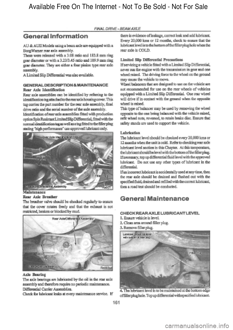FORD FALCON 1998  Workshop Manual  Available Free On The Internet - Not To Be Sold - Not For Sale    