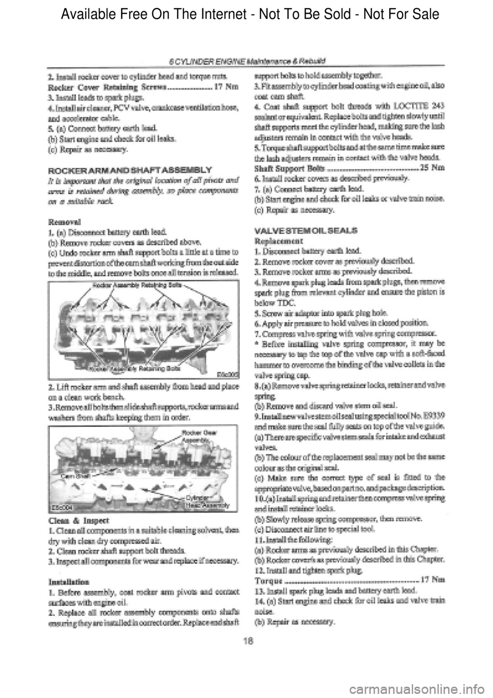 FORD FALCON 1998  Workshop Manual  Available Free On The Internet - Not To Be Sold - Not For Sale    