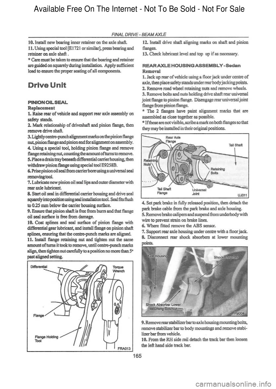 FORD FALCON 1998  Workshop Manual  Available Free On The Internet - Not To Be Sold - Not For Sale    