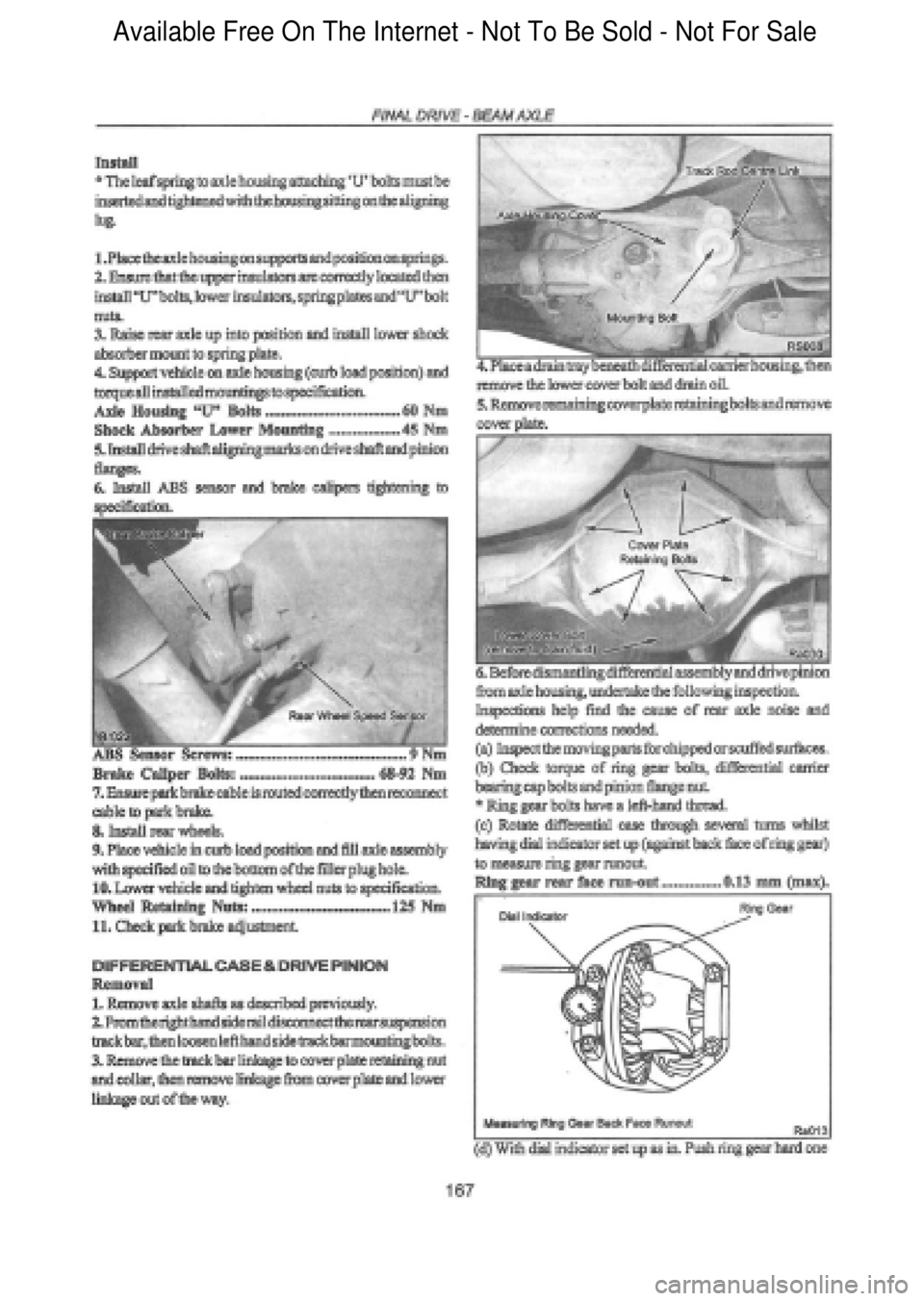 FORD FALCON 1998  Workshop Manual  Available Free On The Internet - Not To Be Sold - Not For Sale    
