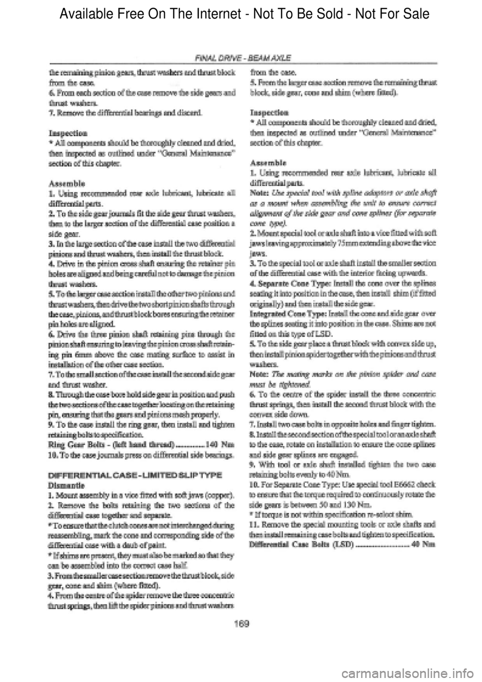FORD FALCON 1998  Workshop Manual  Available Free On The Internet - Not To Be Sold - Not For Sale    