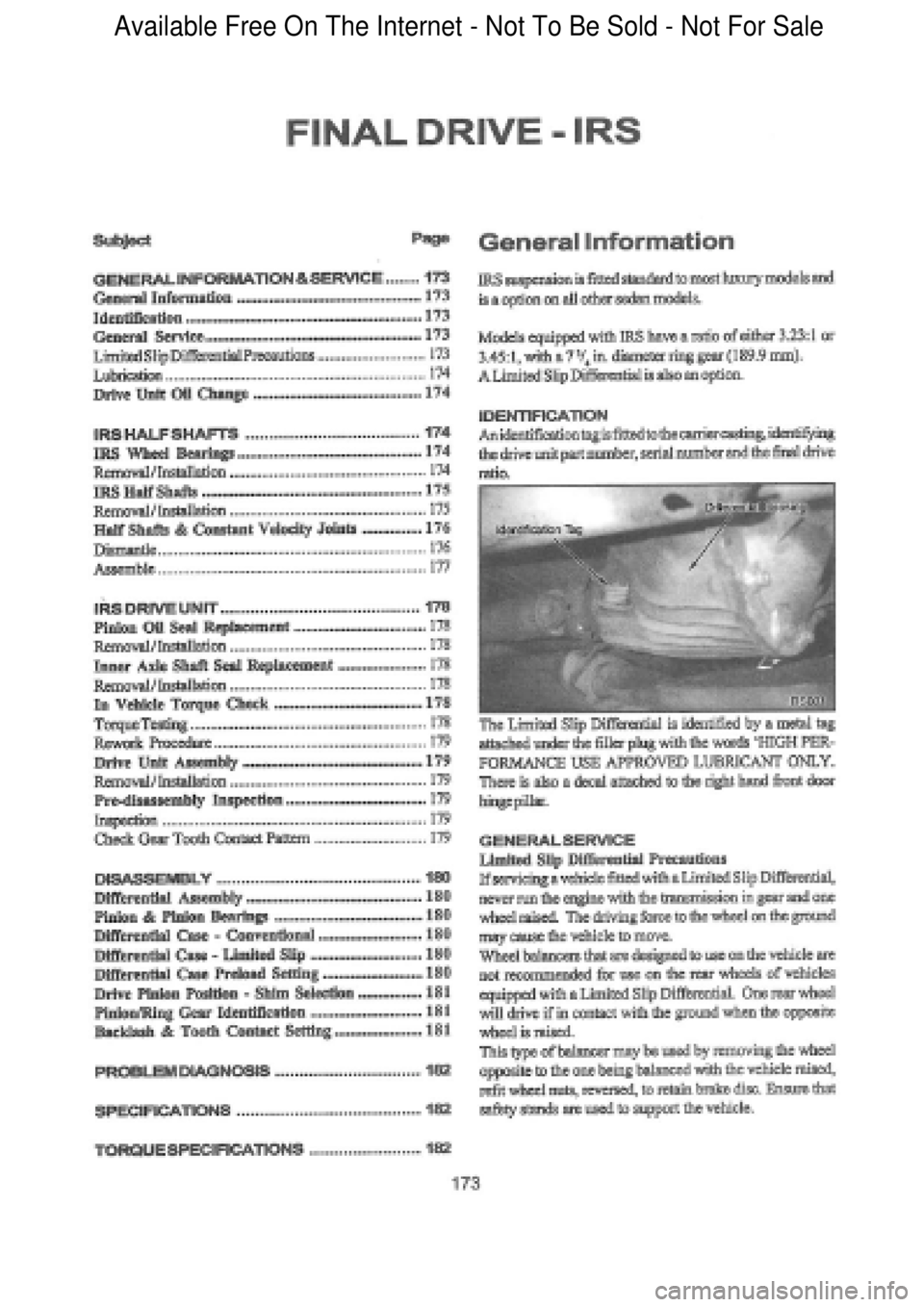 FORD FALCON 1998  Workshop Manual  Available Free On The Internet - Not To Be Sold - Not For Sale    