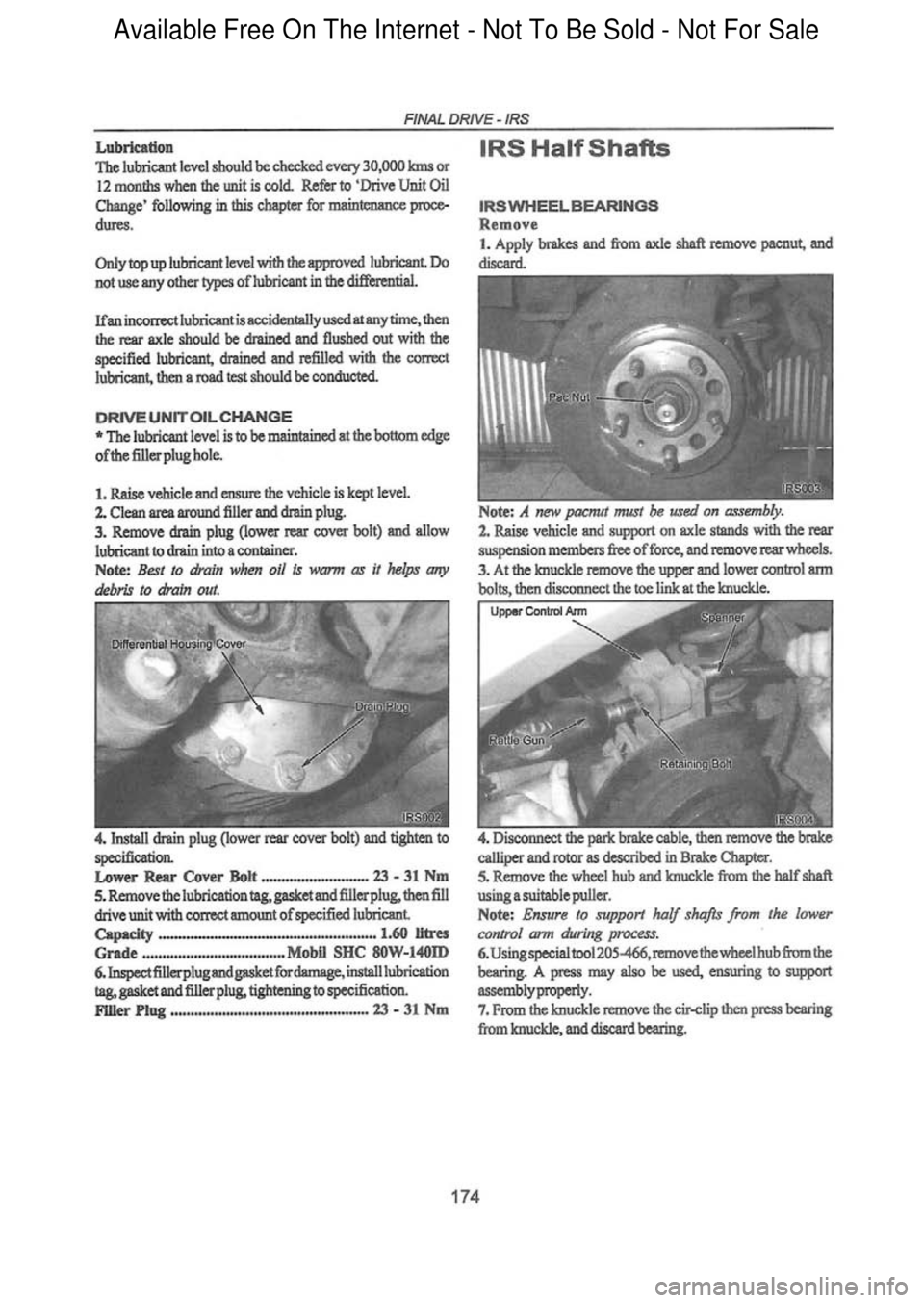 FORD FALCON 1998  Workshop Manual  Available Free On The Internet - Not To Be Sold - Not For Sale    