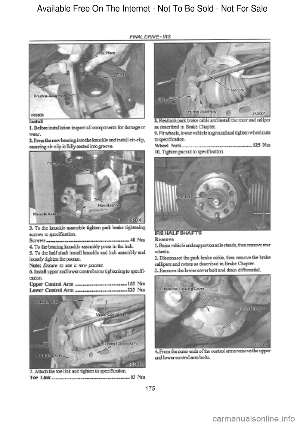 FORD FALCON 1998  Workshop Manual  Available Free On The Internet - Not To Be Sold - Not For Sale    