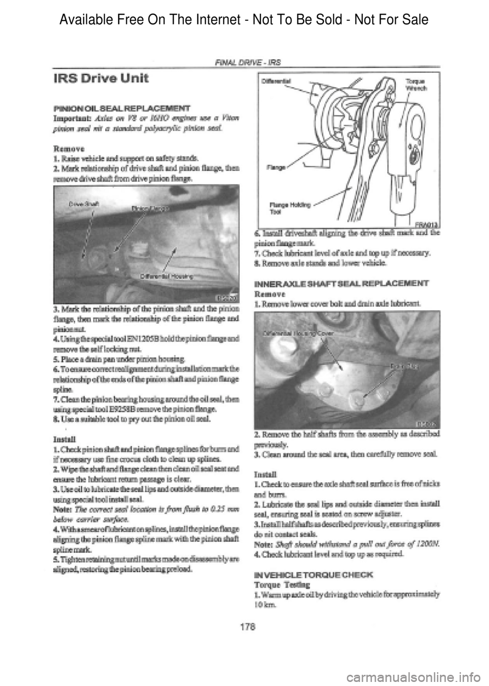 FORD FALCON 1998  Workshop Manual  Available Free On The Internet - Not To Be Sold - Not For Sale    