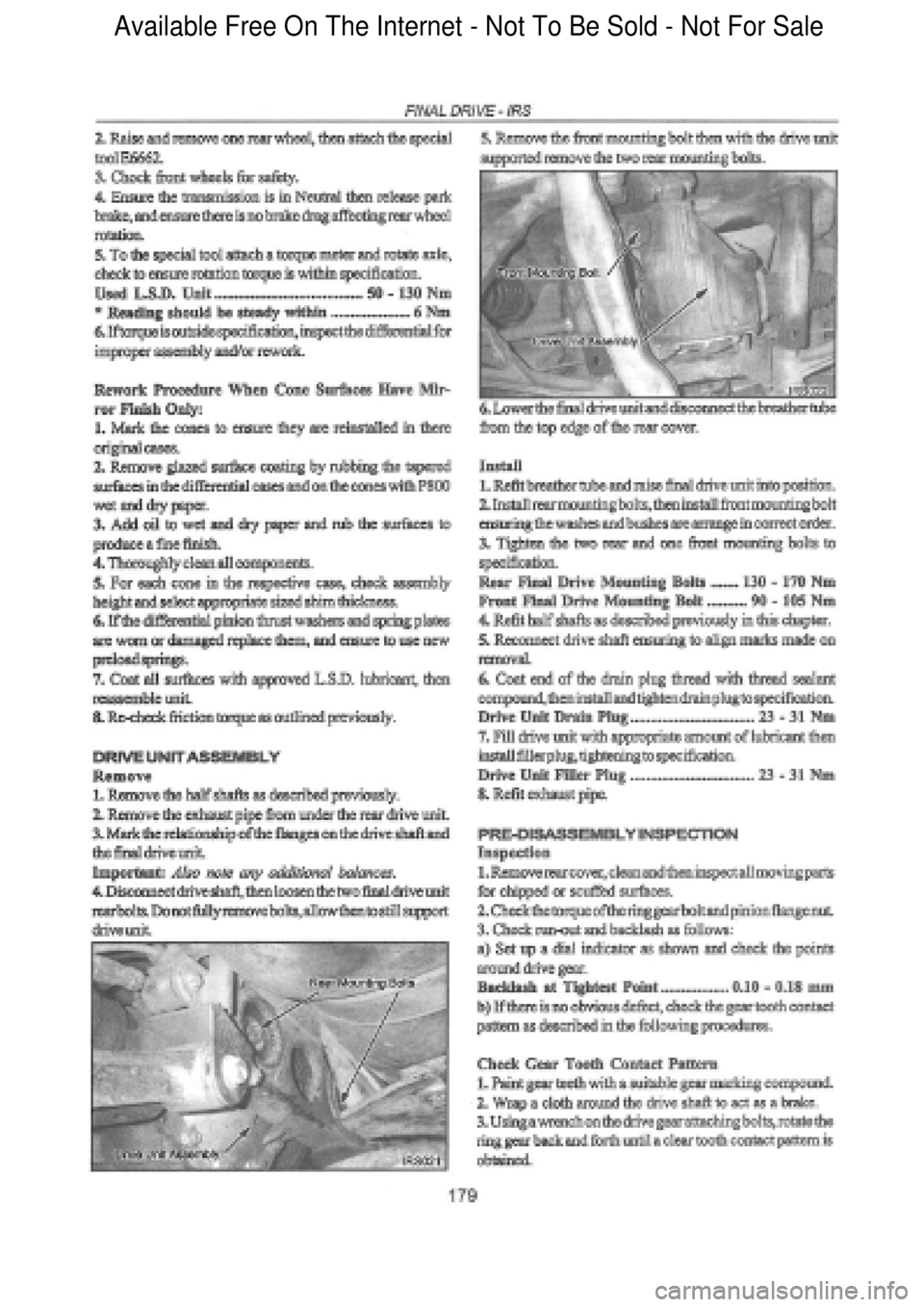 FORD FALCON 1998  Workshop Manual  Available Free On The Internet - Not To Be Sold - Not For Sale    