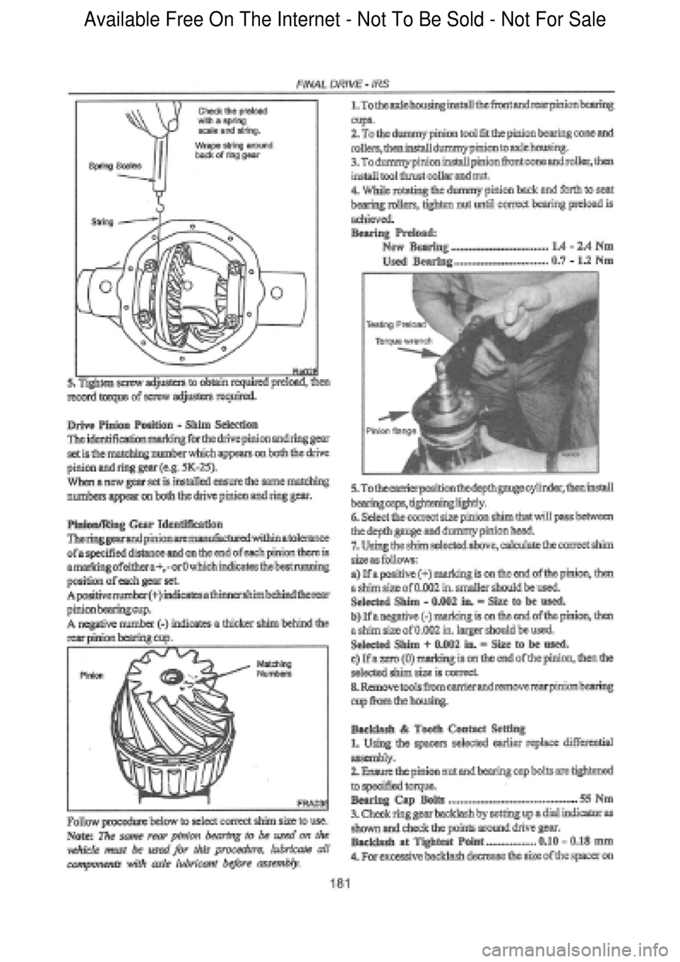 FORD FALCON 1998  Workshop Manual  Available Free On The Internet - Not To Be Sold - Not For Sale    