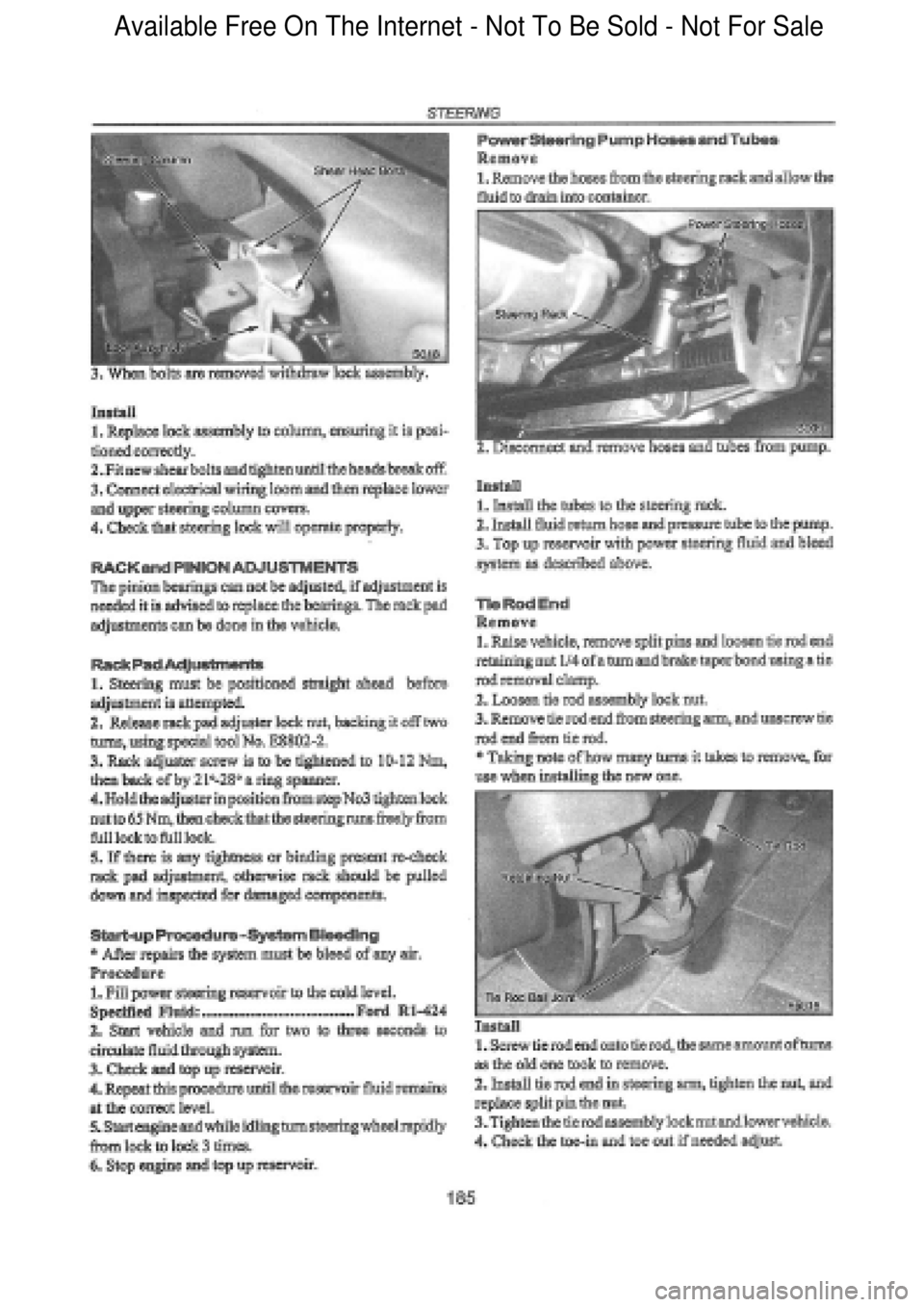 FORD FALCON 1998  Workshop Manual  Available Free On The Internet - Not To Be Sold - Not For Sale    