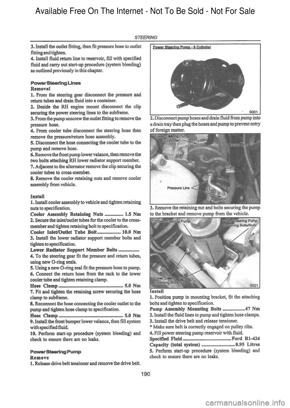 FORD FALCON 1998  Workshop Manual  Available Free On The Internet - Not To Be Sold - Not For Sale    