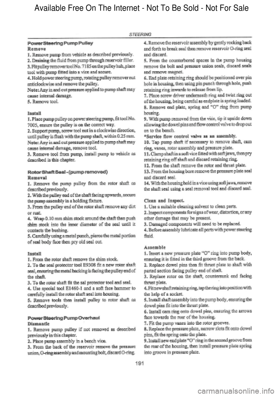 FORD FALCON 1998  Workshop Manual  Available Free On The Internet - Not To Be Sold - Not For Sale    