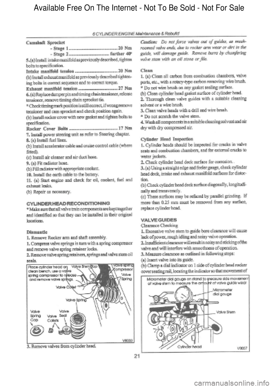 FORD FALCON 1998  Workshop Manual  Available Free On The Internet - Not To Be Sold - Not For Sale    
