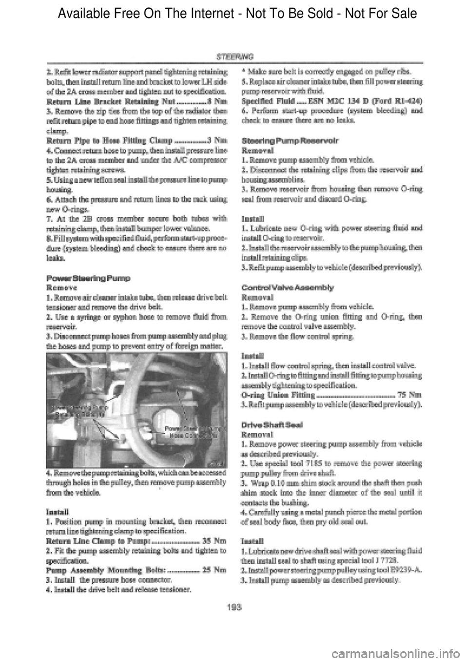 FORD FALCON 1998  Workshop Manual  Available Free On The Internet - Not To Be Sold - Not For Sale    