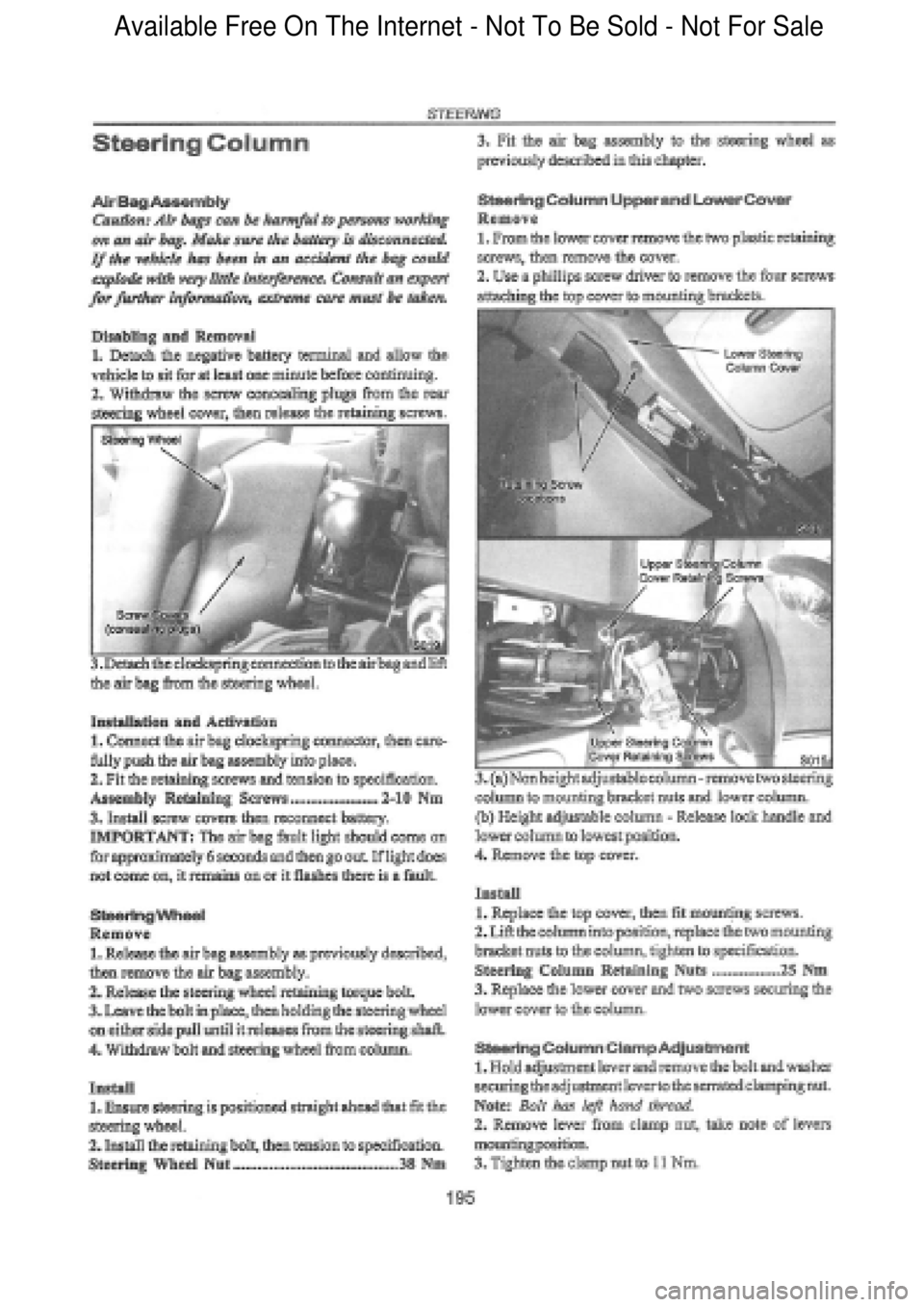 FORD FALCON 1998  Workshop Manual  Available Free On The Internet - Not To Be Sold - Not For Sale    