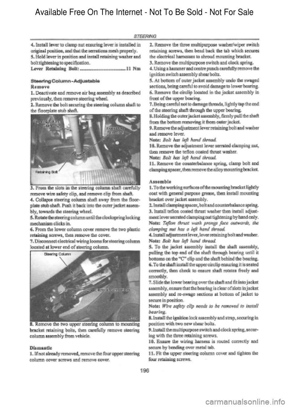 FORD FALCON 1998  Workshop Manual  Available Free On The Internet - Not To Be Sold - Not For Sale    