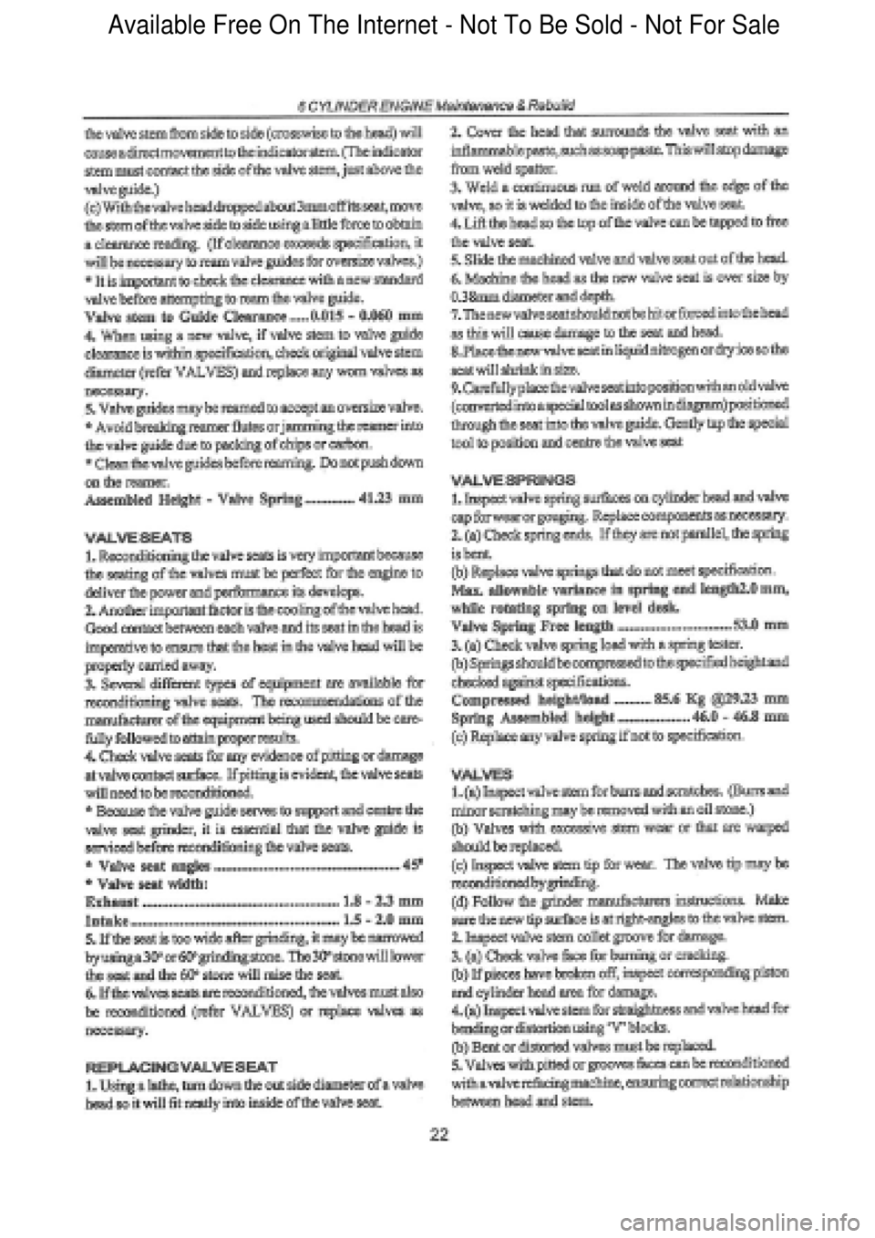 FORD FALCON 1998  Workshop Manual  Available Free On The Internet - Not To Be Sold - Not For Sale    