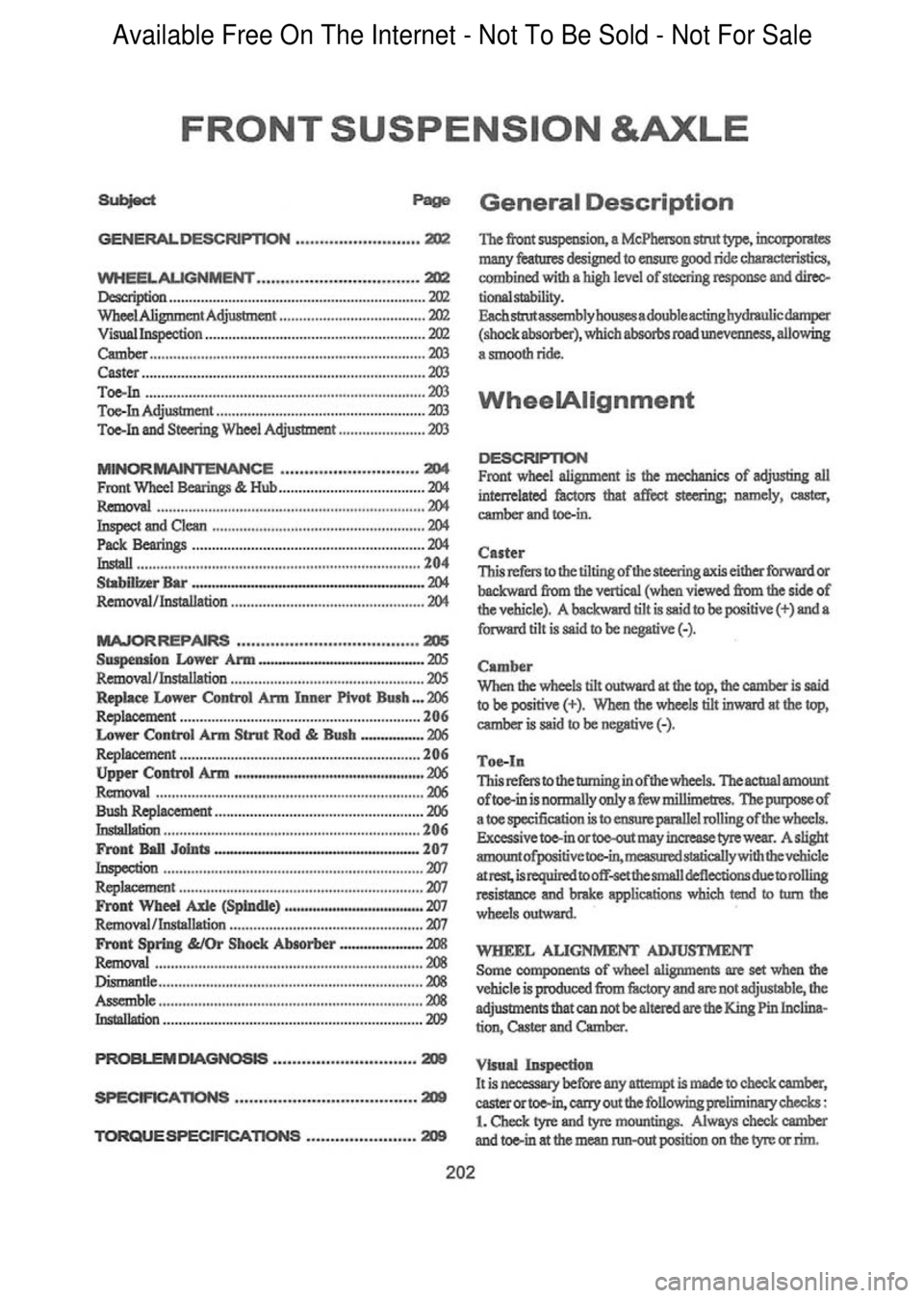 FORD FALCON 1998  Workshop Manual  Available Free On The Internet - Not To Be Sold - Not For Sale    