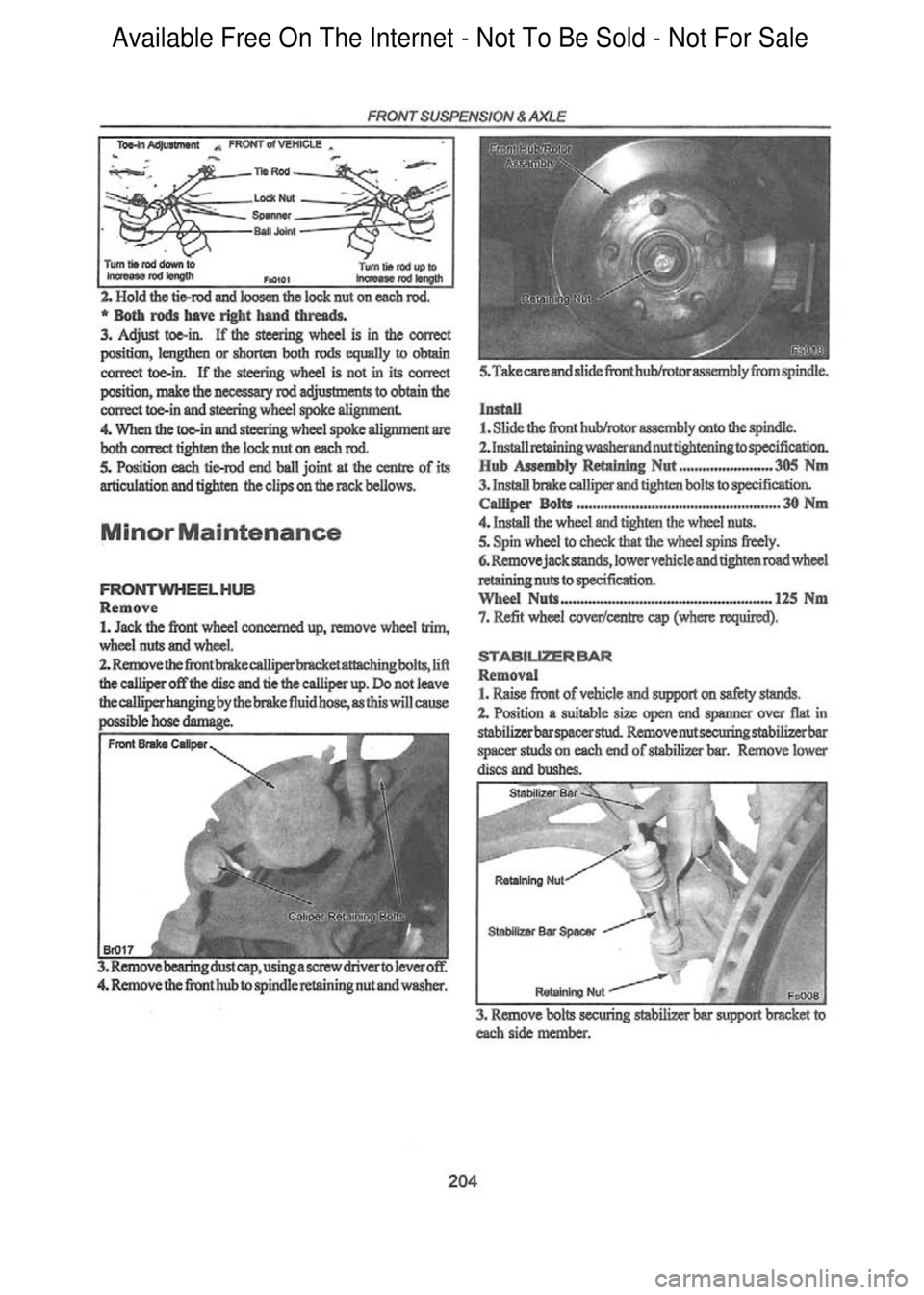 FORD FALCON 1998  Workshop Manual  Available Free On The Internet - Not To Be Sold - Not For Sale    