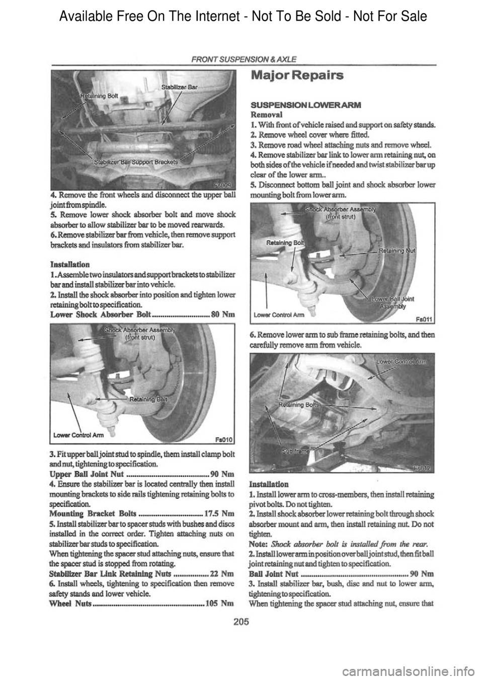 FORD FALCON 1998  Workshop Manual  Available Free On The Internet - Not To Be Sold - Not For Sale    