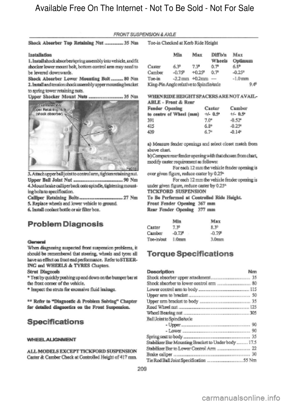 FORD FALCON 1998  Workshop Manual  Available Free On The Internet - Not To Be Sold - Not For Sale    
