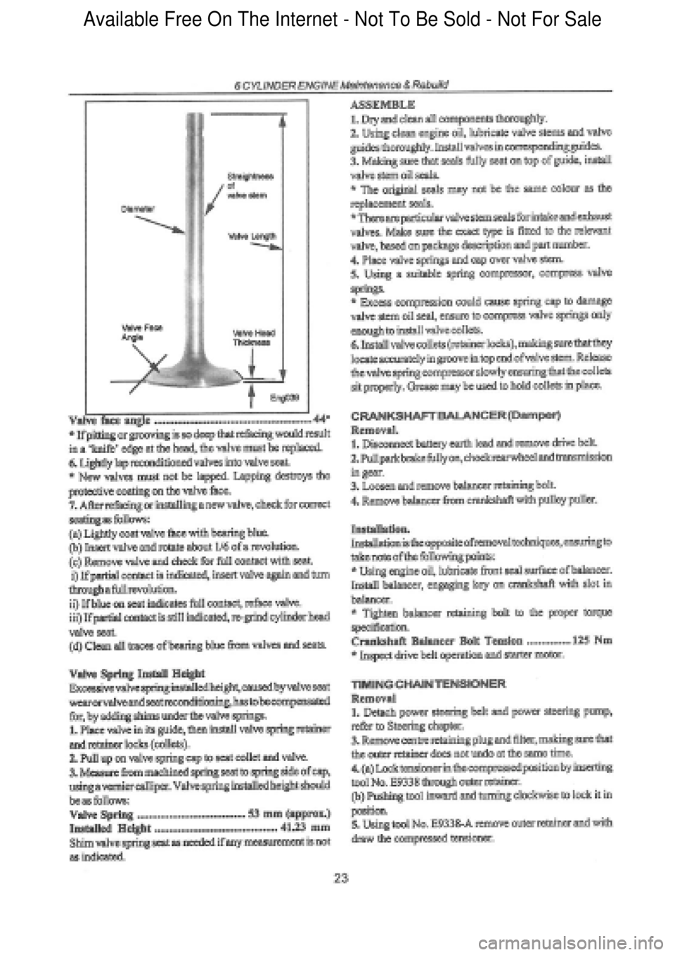 FORD FALCON 1998  Workshop Manual  Available Free On The Internet - Not To Be Sold - Not For Sale    