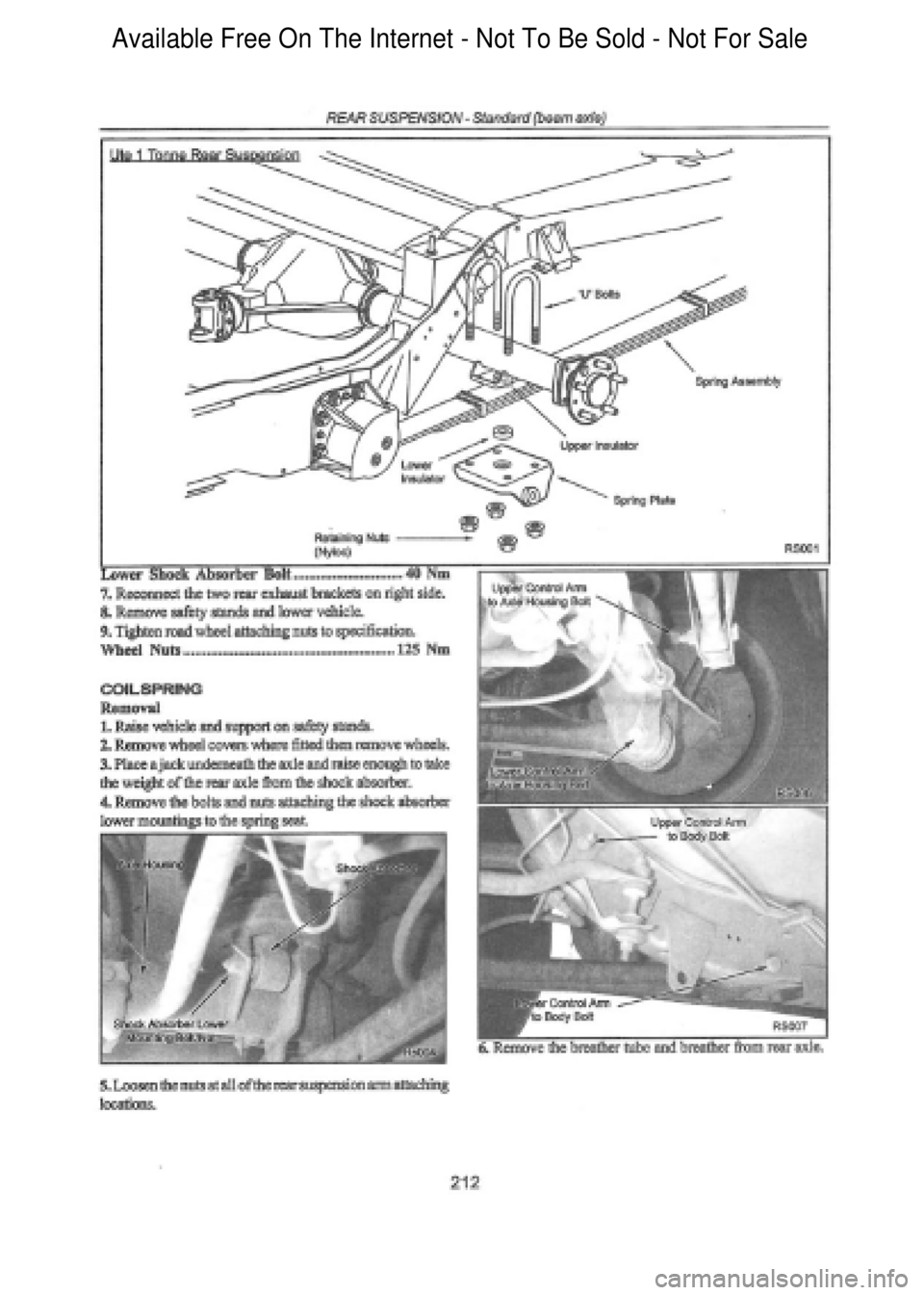 FORD FALCON 1998  Workshop Manual  Available Free On The Internet - Not To Be Sold - Not For Sale    