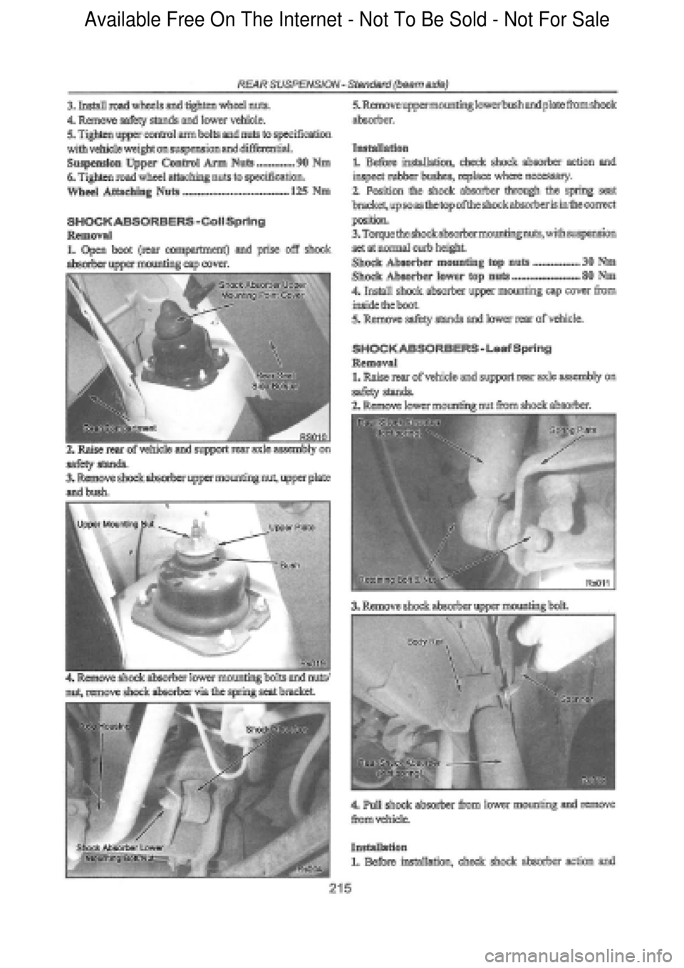 FORD FALCON 1998  Workshop Manual  Available Free On The Internet - Not To Be Sold - Not For Sale    