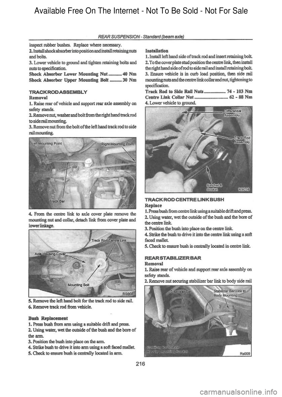 FORD FALCON 1998  Workshop Manual  Available Free On The Internet - Not To Be Sold - Not For Sale    