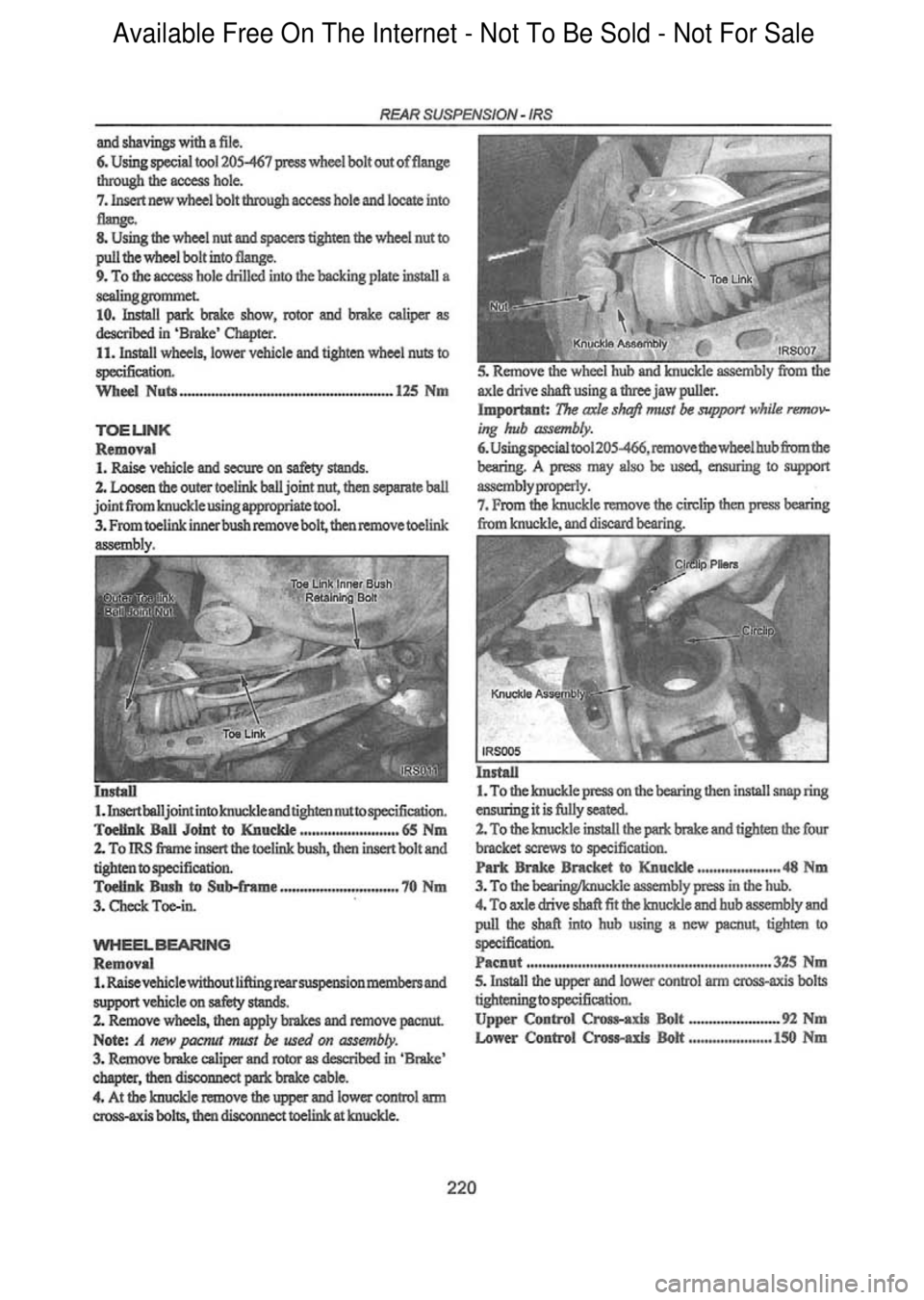 FORD FALCON 1998  Workshop Manual  Available Free On The Internet - Not To Be Sold - Not For Sale    