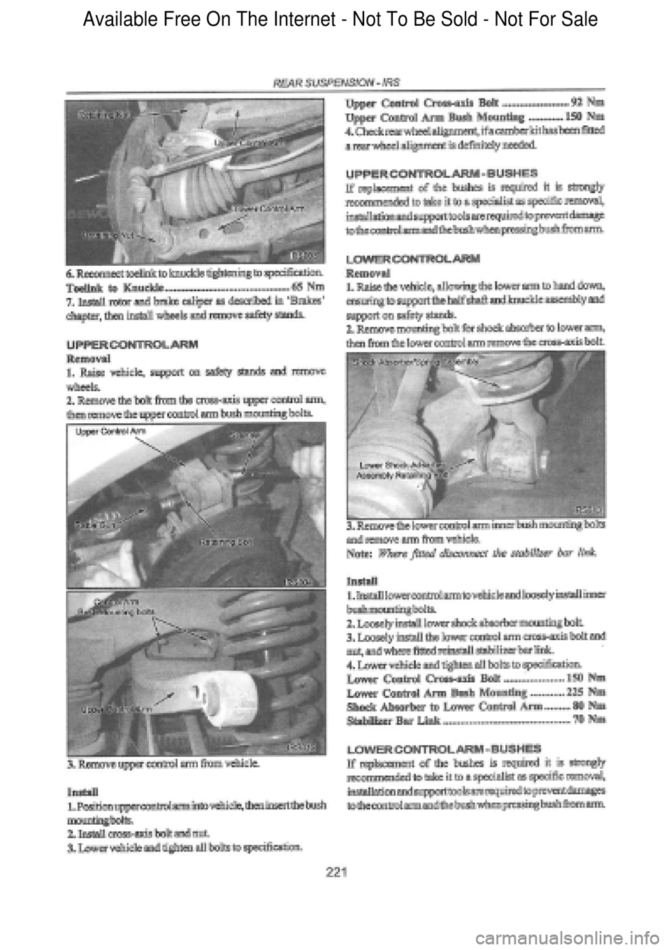 FORD FALCON 1998  Workshop Manual  Available Free On The Internet - Not To Be Sold - Not For Sale    