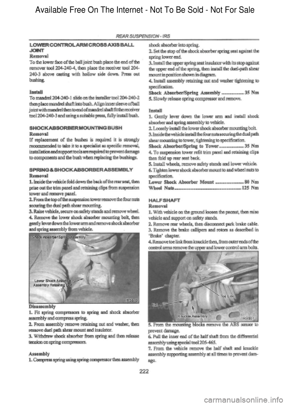 FORD FALCON 1998  Workshop Manual  Available Free On The Internet - Not To Be Sold - Not For Sale    