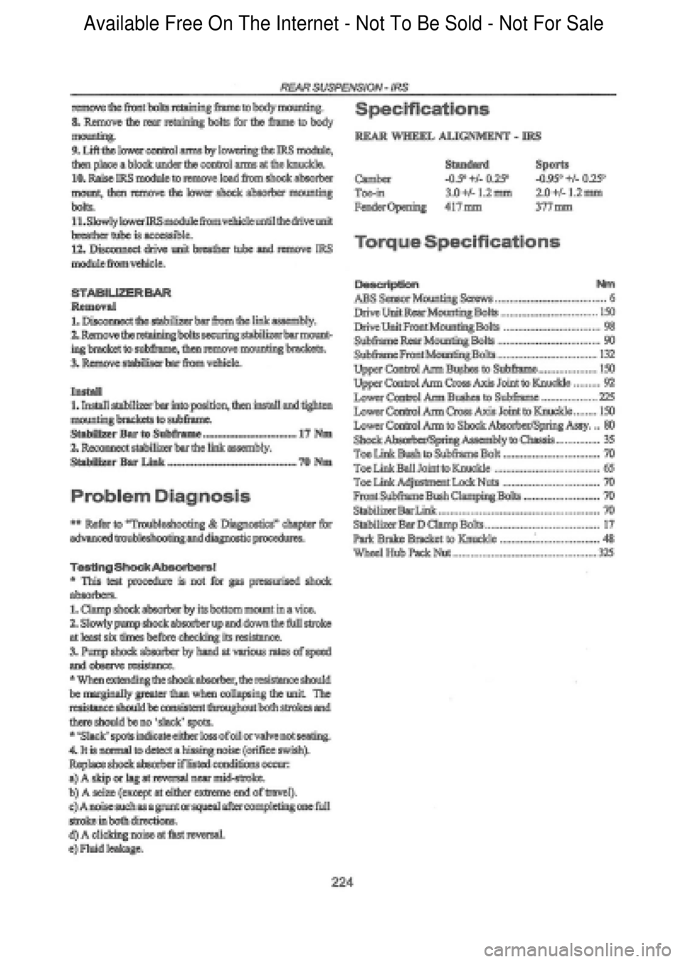 FORD FALCON 1998  Workshop Manual  Available Free On The Internet - Not To Be Sold - Not For Sale    