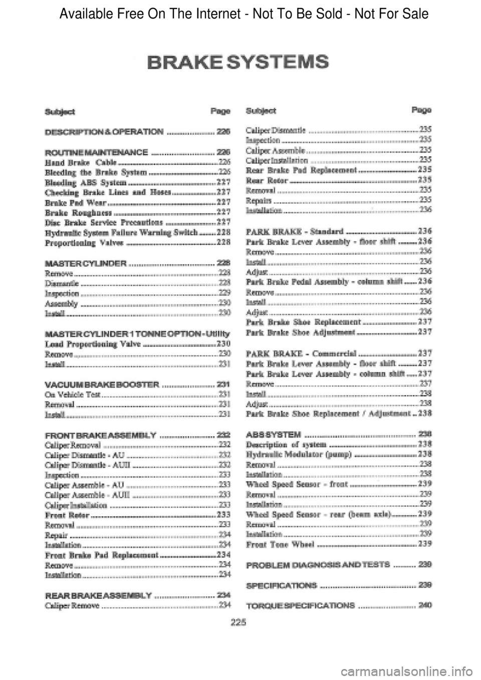 FORD FALCON 1998  Workshop Manual  Available Free On The Internet - Not To Be Sold - Not For Sale    