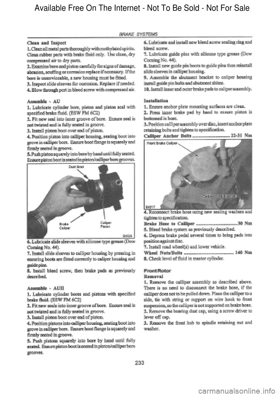 FORD FALCON 1998  Workshop Manual  Available Free On The Internet - Not To Be Sold - Not For Sale    