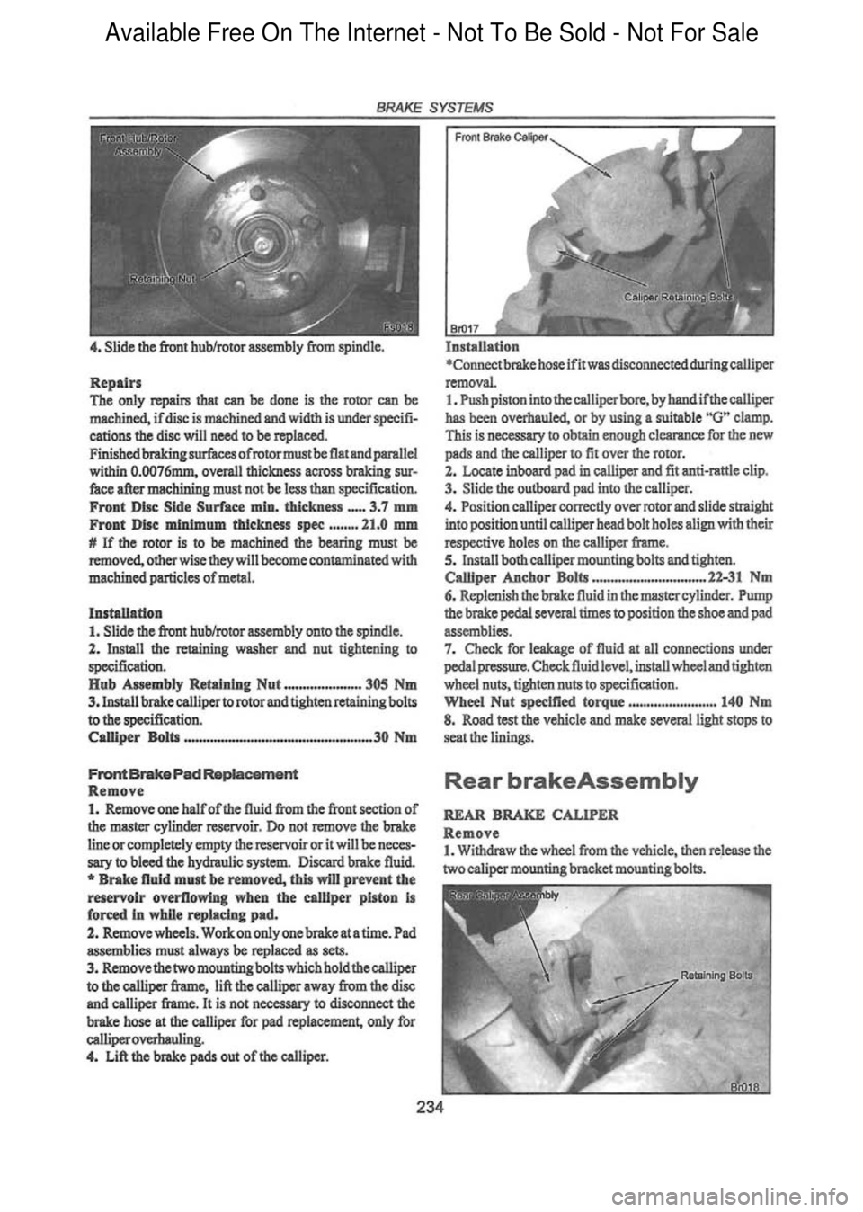 FORD FALCON 1998  Workshop Manual  Available Free On The Internet - Not To Be Sold - Not For Sale    