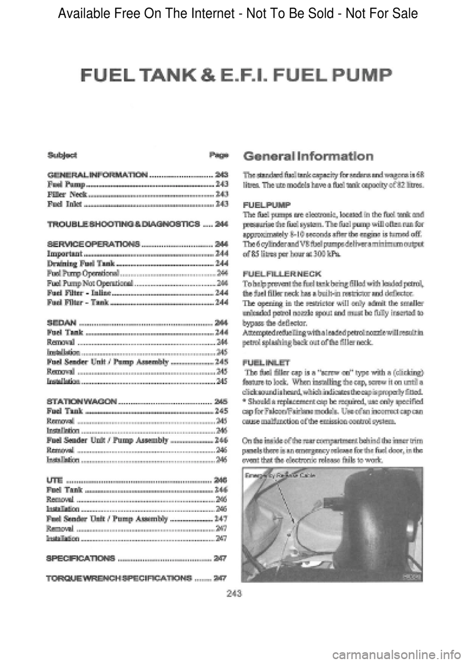 FORD FALCON 1998  Workshop Manual  Available Free On The Internet - Not To Be Sold - Not For Sale    