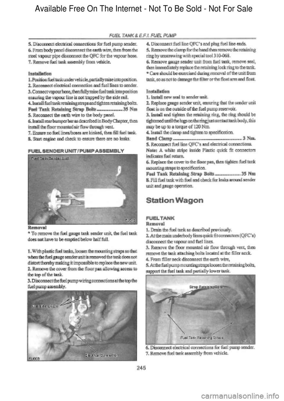 FORD FALCON 1998  Workshop Manual  Available Free On The Internet - Not To Be Sold - Not For Sale    