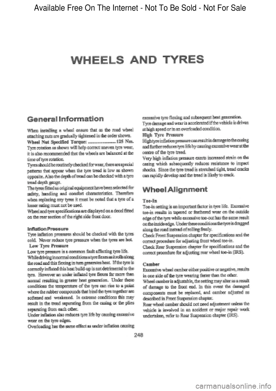 FORD FALCON 1998  Workshop Manual  Available Free On The Internet - Not To Be Sold - Not For Sale    