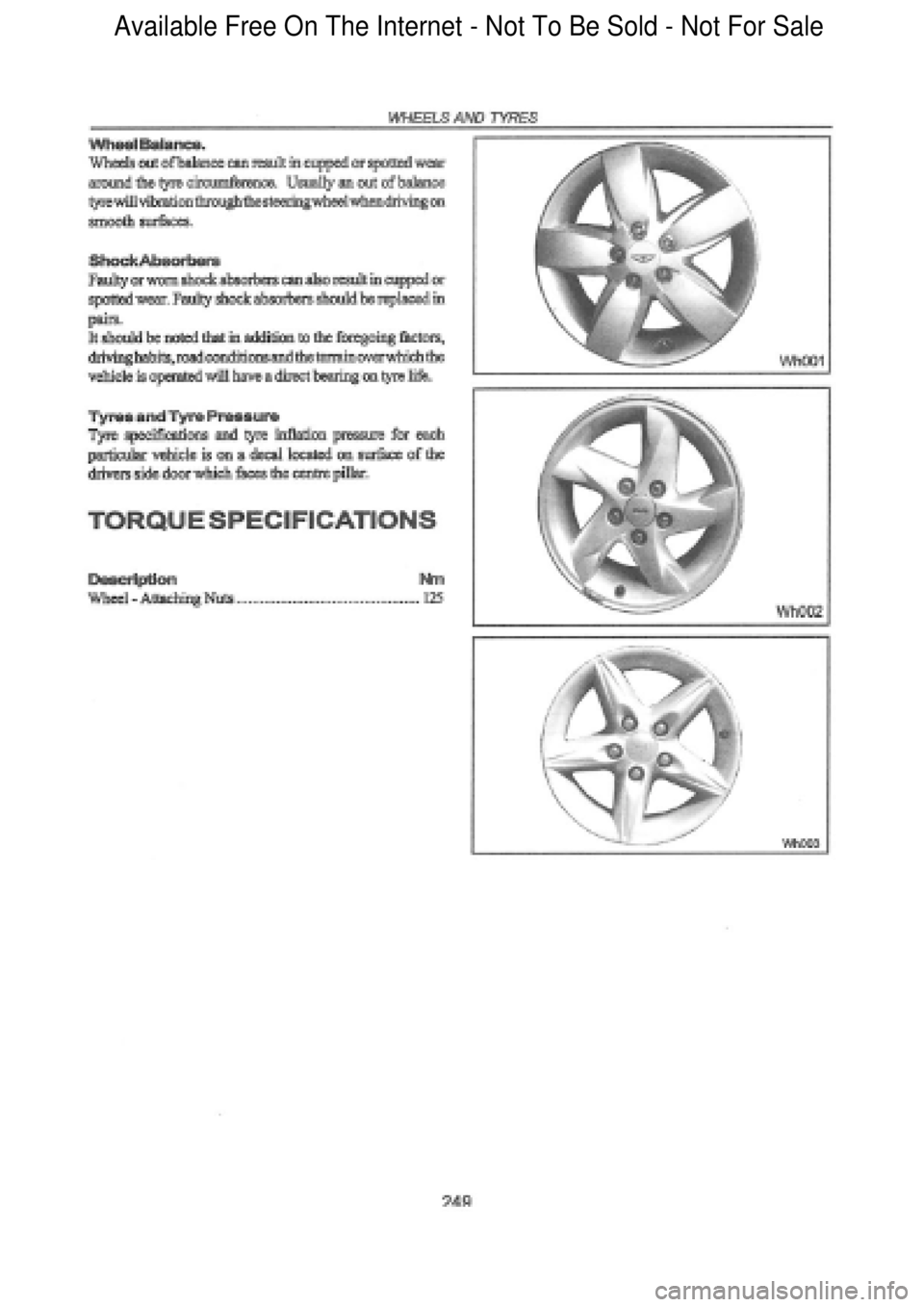 FORD FALCON 1998  Workshop Manual  Available Free On The Internet - Not To Be Sold - Not For Sale    