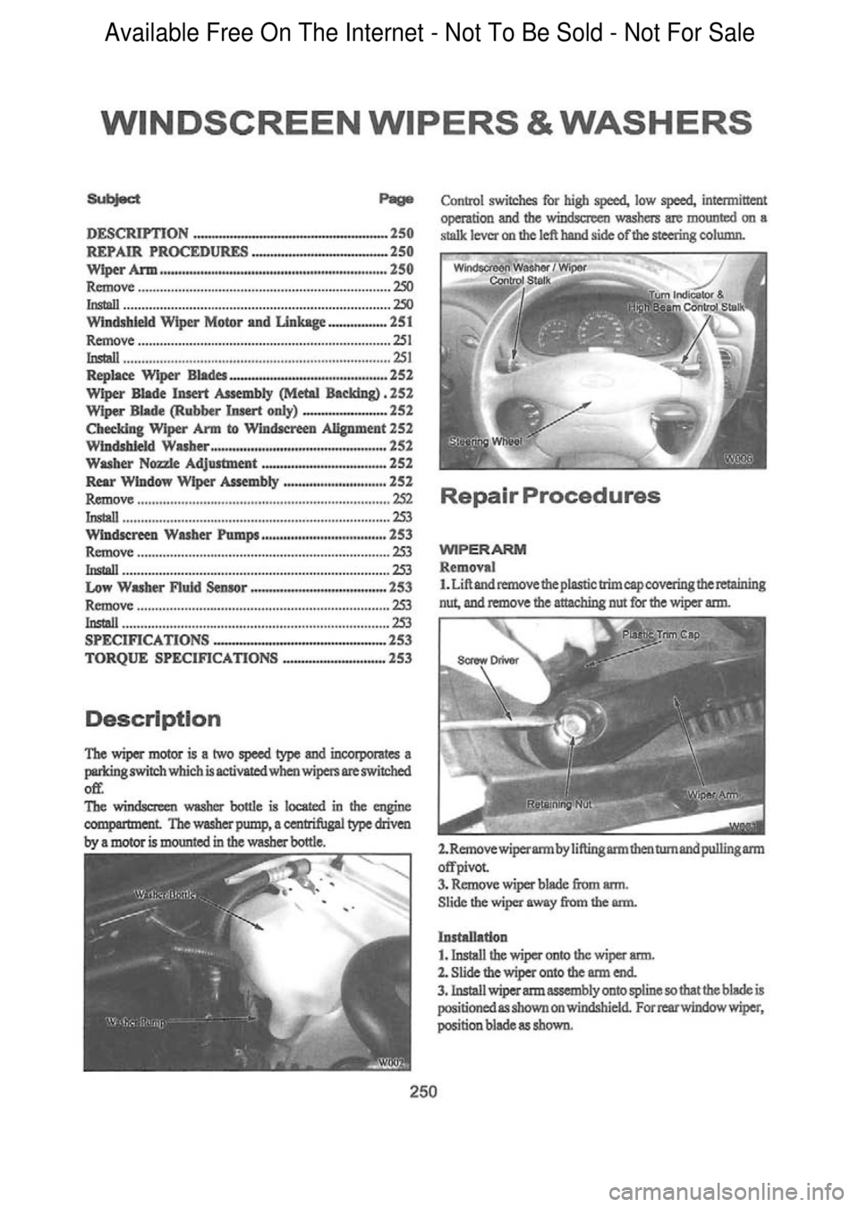 FORD FALCON 1998  Workshop Manual  Available Free On The Internet - Not To Be Sold - Not For Sale    