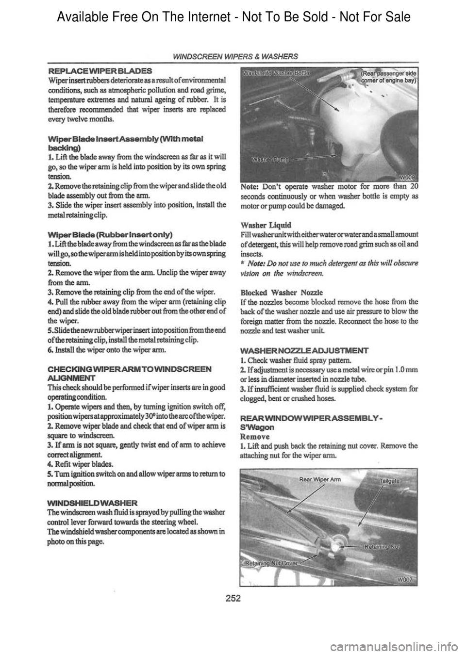 FORD FALCON 1998  Workshop Manual  Available Free On The Internet - Not To Be Sold - Not For Sale    
