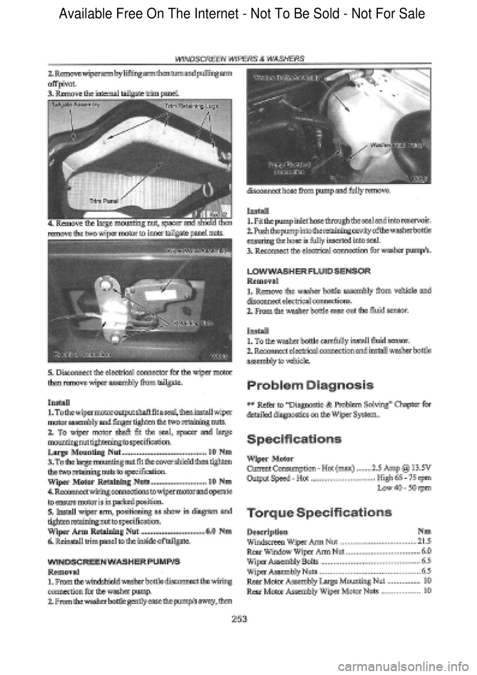 FORD FALCON 1998  Workshop Manual  Available Free On The Internet - Not To Be Sold - Not For Sale    