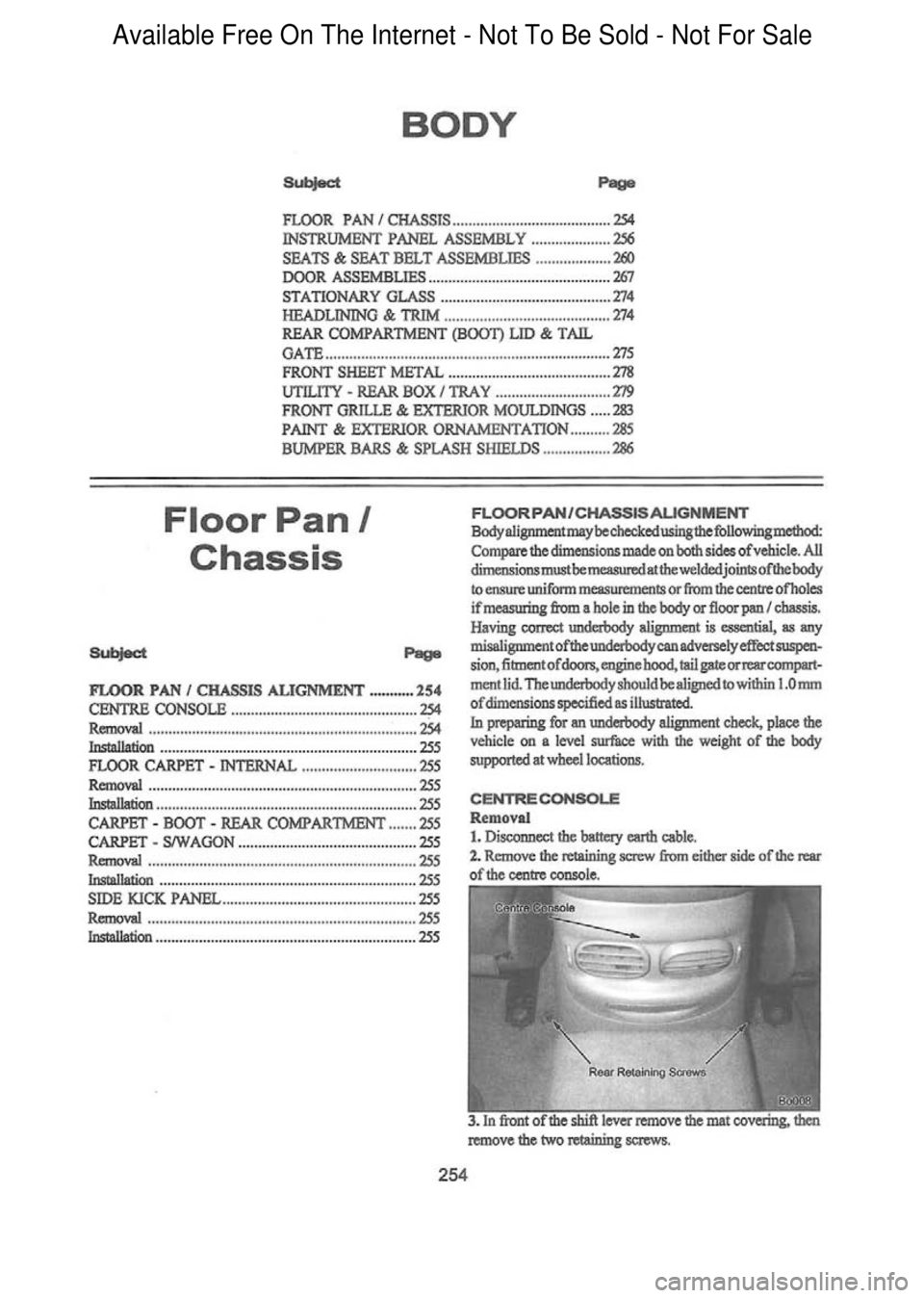 FORD FALCON 1998  Workshop Manual  Available Free On The Internet - Not To Be Sold - Not For Sale    