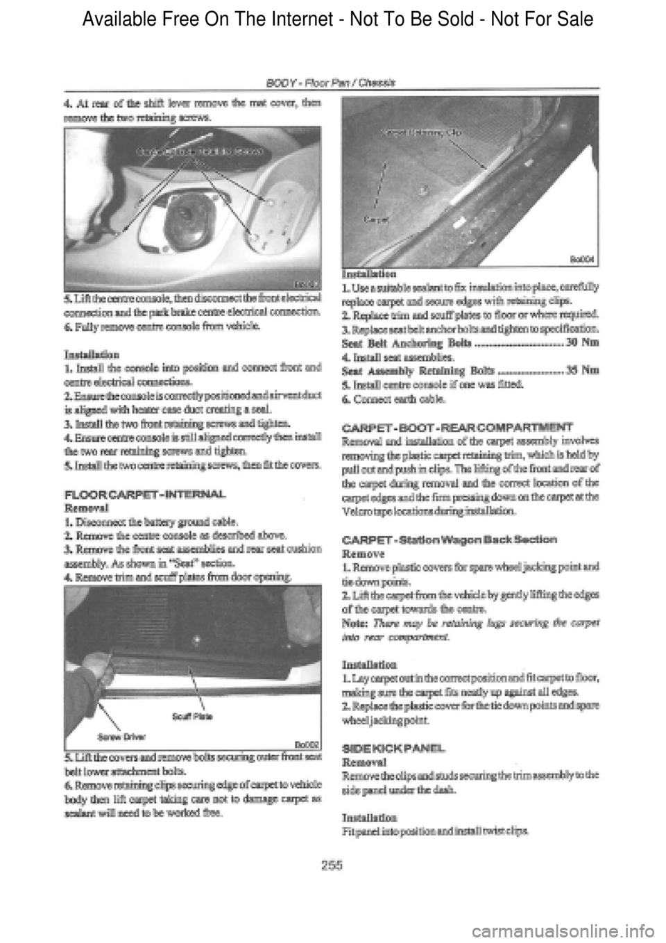 FORD FALCON 1998  Workshop Manual  Available Free On The Internet - Not To Be Sold - Not For Sale    