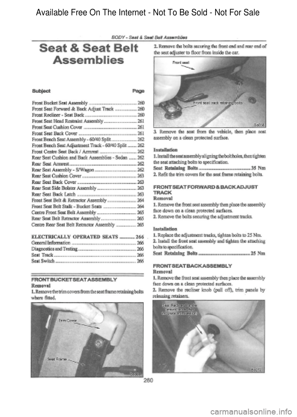 FORD FALCON 1998  Workshop Manual  Available Free On The Internet - Not To Be Sold - Not For Sale    