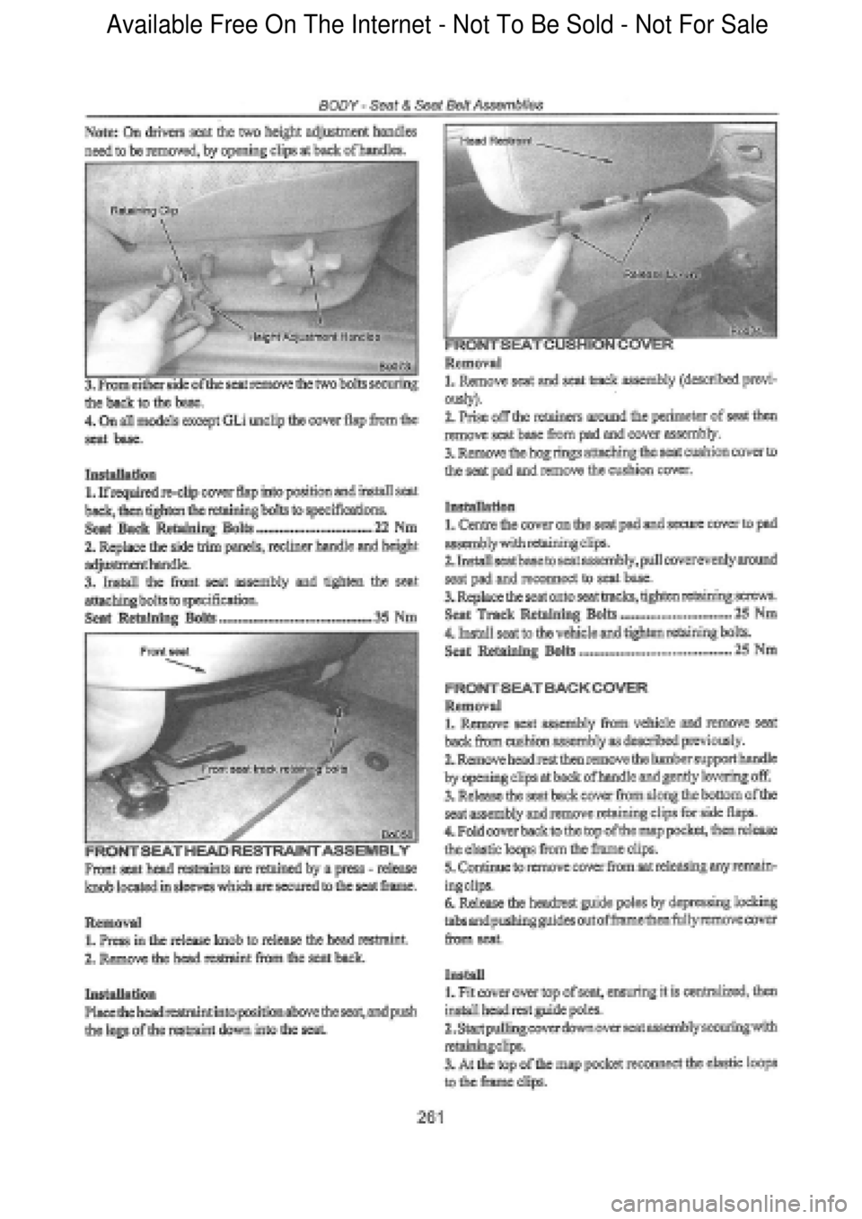 FORD FALCON 1998  Workshop Manual  Available Free On The Internet - Not To Be Sold - Not For Sale    